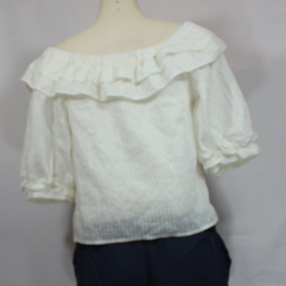 Anthropology Maeve ruffle bottom up top cream lined top size Small - Picture 6 of 9